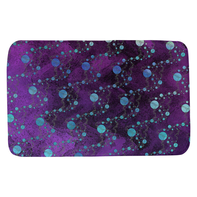 Tapis de salle de bain planet stars, l 21 po x L 34 po, Vert / Gris