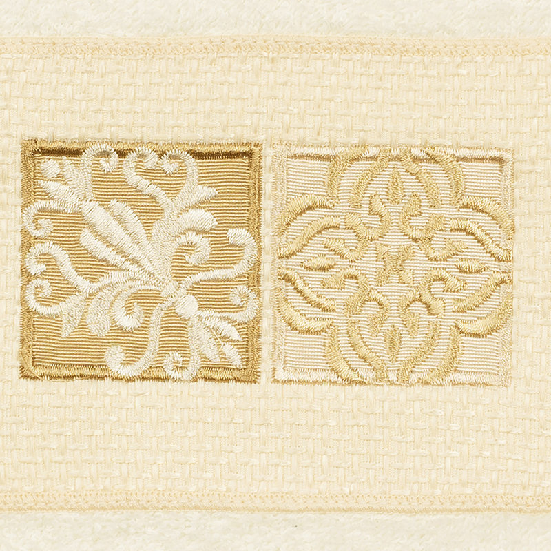 100% Turkish Cotton Oseas 3 Piece Embellished Towel Set, Cream