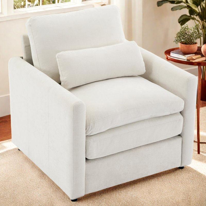 Fauteuil rembourré 31,9 "surdimensionné et confortable, Gris clair