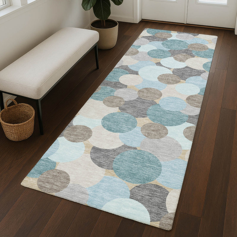 Tapis intérieur / extérieur lavable à la machine Chantille ACN2450, Turquoise, Tapis de couloir 2 pi 3 po x 7 pi 6 po