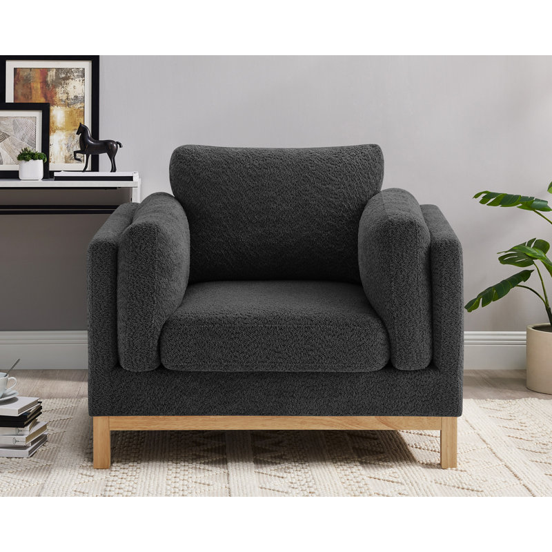 Chanequa 41.34In Oversized Upholstered Accent Chair, Dark Gray Boucle