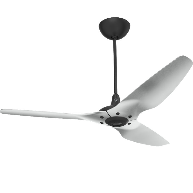 Haiku Smart Downrod Ceiling Fan, 60 inches, Black with Brushed Aluminum Blades