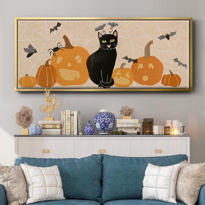 Pumpkin Patch Cats Collection D- Framed Canvas