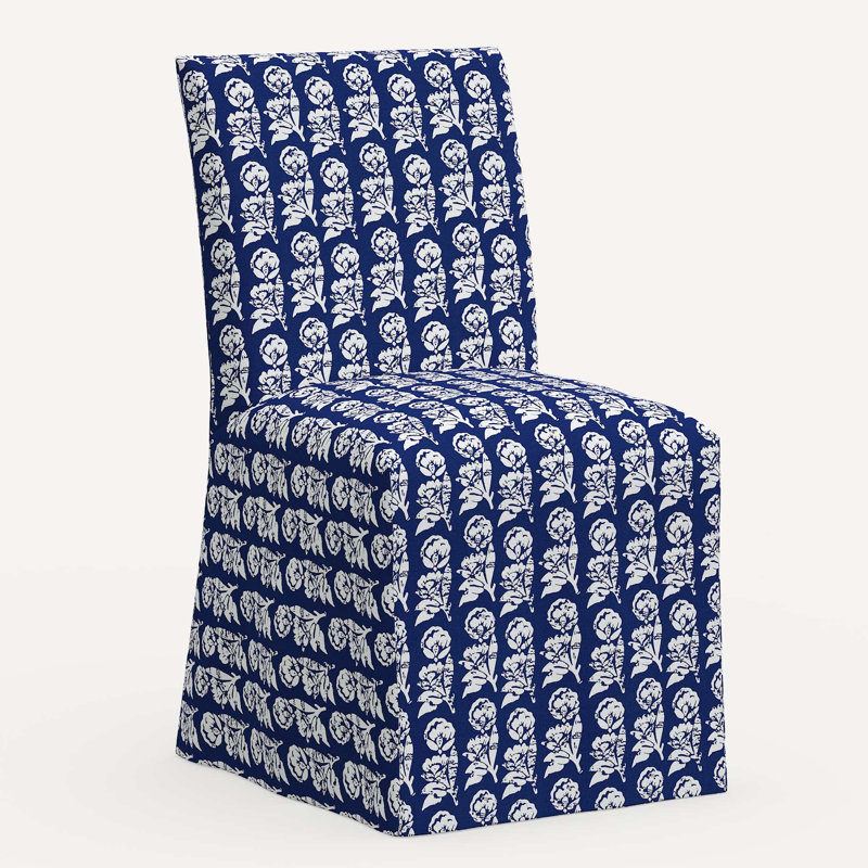 Sadia Slipcover Chair, Jr Mudetti Indigo Geometric Linen