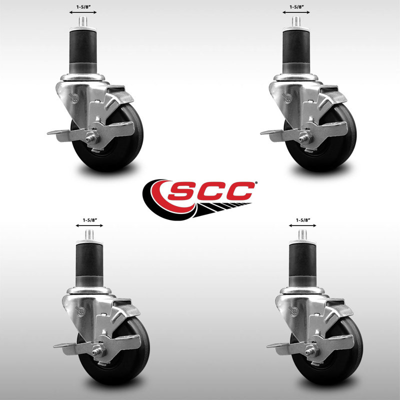 Ensemble de roulettes extensibles pivotantes 3,5 pouces 1 5/8 pouces avec frein SCC