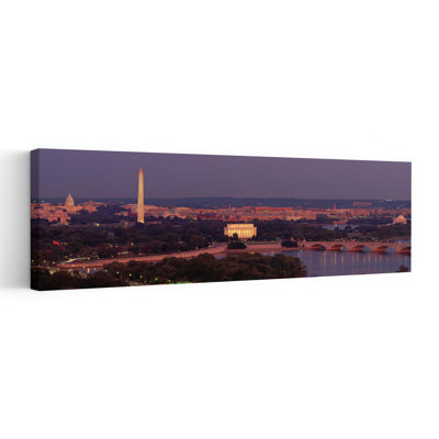 USA Washington DC Aerial Night by Maxwell MacKenzie - Wrapped Canvas Panoramic Print