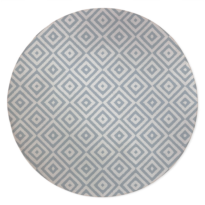 Ikat Eye Non-Slip Outdoor Rug, Round 5'