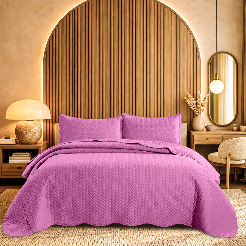 Ensemble d'édredon léger en microfibre avec taies décoratives Oxford, Twin Comforter + 1 Standard Sham, Lilas