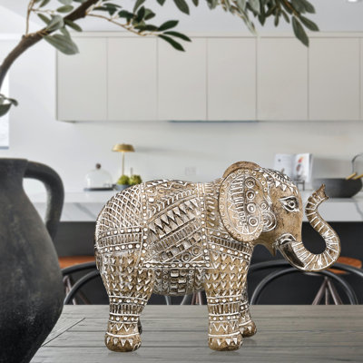 Statue éléphant en résine 4,3 pouces Boho