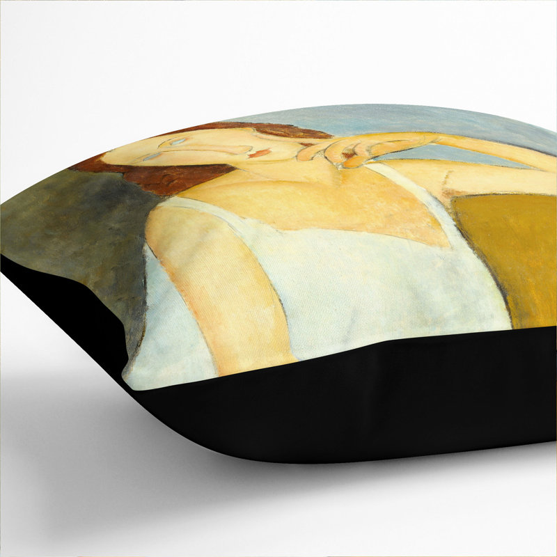 Jeanne Hebuterne Vol.1 Square Throw Cushion, 55cm H x 55cm W x 20cm D, Black