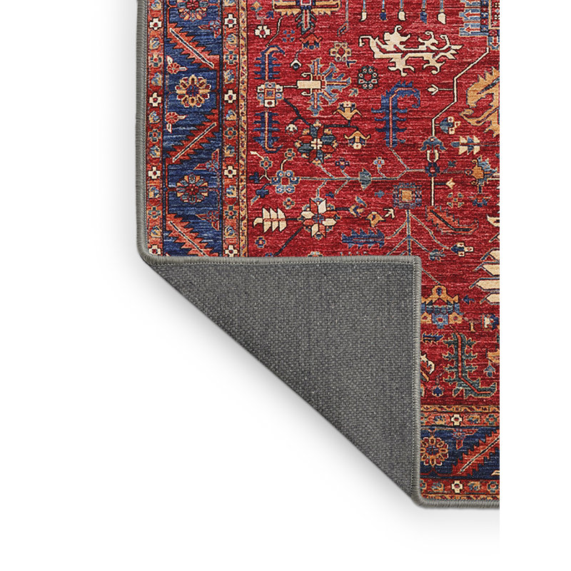 Tapis oriental rouge / bleu / crème Harmonsburg, Rectangle 5 pi x 8 pi