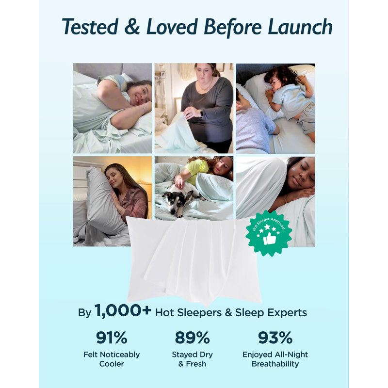 Breescape Cooling Pillow Cases, Queen Pillow Case, Pure White