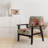 'Hax - Red Painted Flowers On VIntage Postcard III - Upholstered Farmhouse Accent Arm Chair