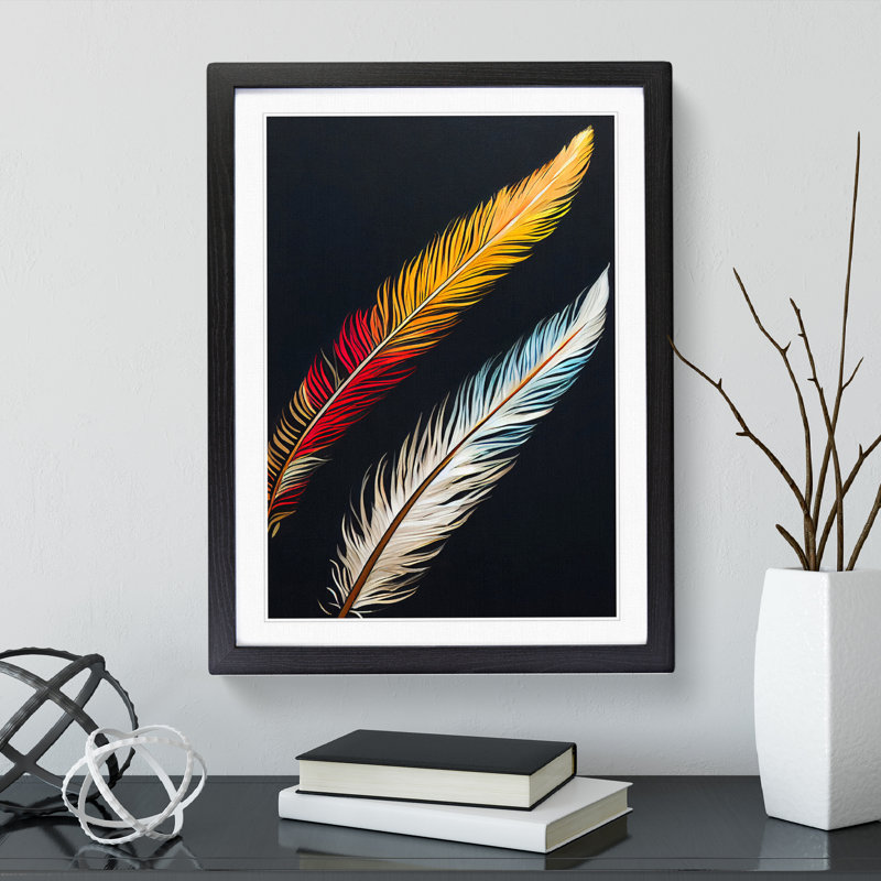 XV1022-3394X Pair Of Feathers - Print, Black Framed, 36cm H x 27cm W