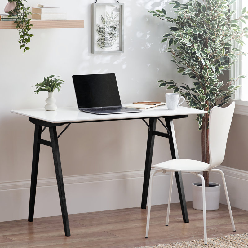 Tidaholm Solid Wood & Luxury Veneer Home Office Desk - 120cm Modern Minimalist Scandi Style, Black