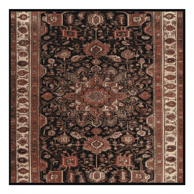Machine Washable Persian Brown Area Rug, Square 3'