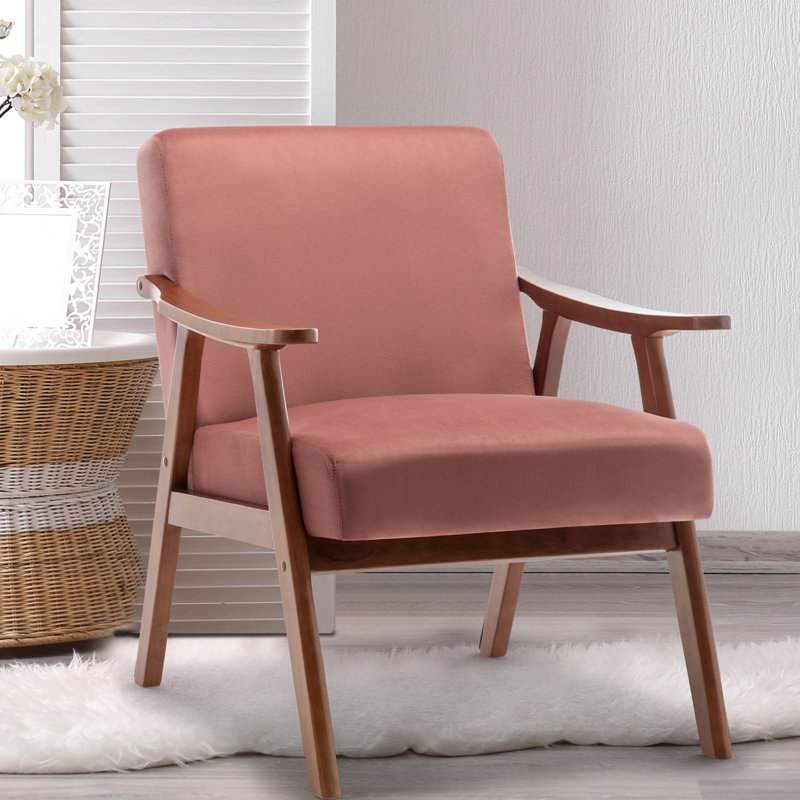 Fauteuil l 26,37 po Jamesina, Velours rose