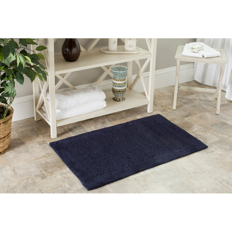 Master Bath Hand Tufted Cotton Rug, 21" H x 34" W, Navy