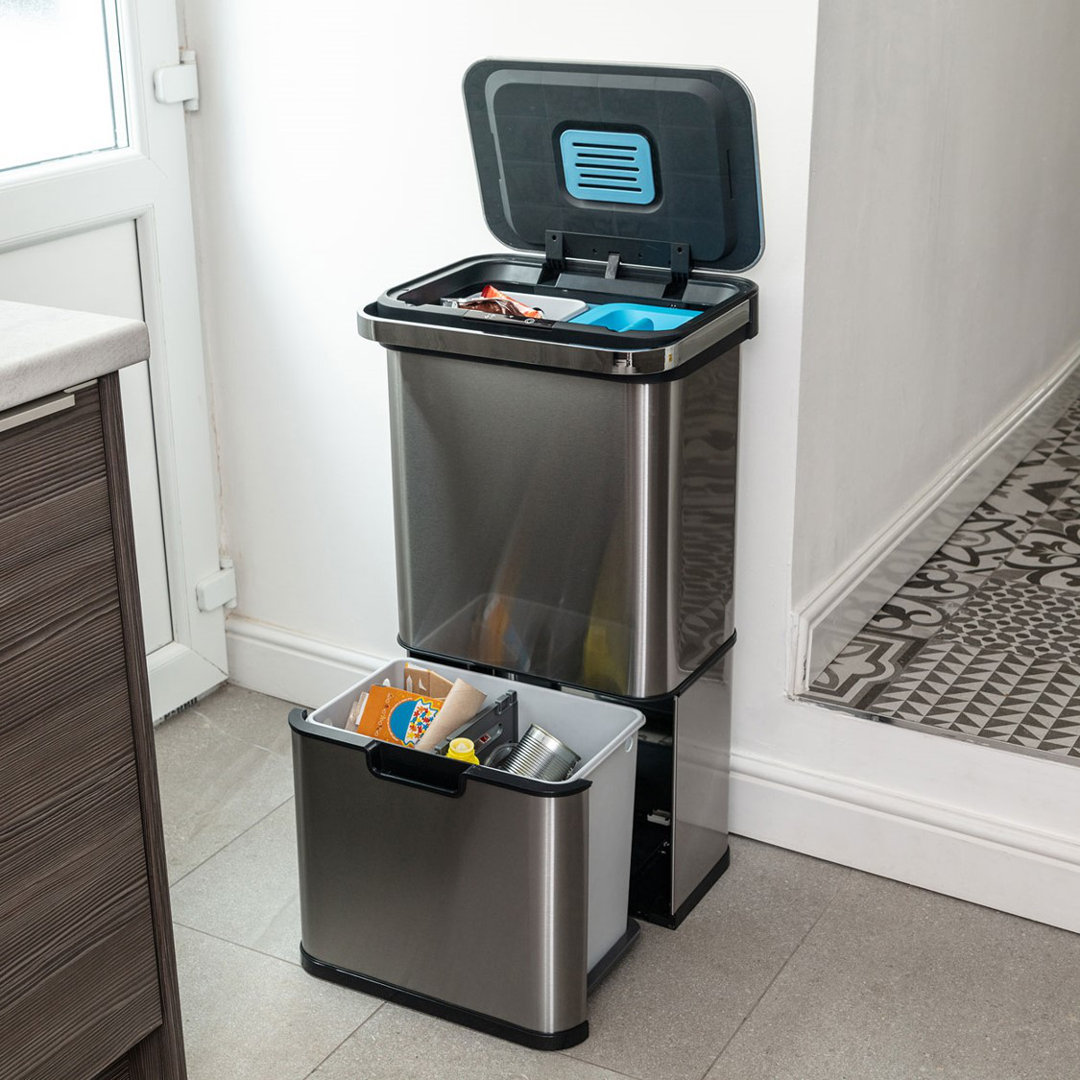 Addis 50 Litre Kitchen Utility Waste Trash Recycling Sensor Trash Waste Bin In Stainless Steel