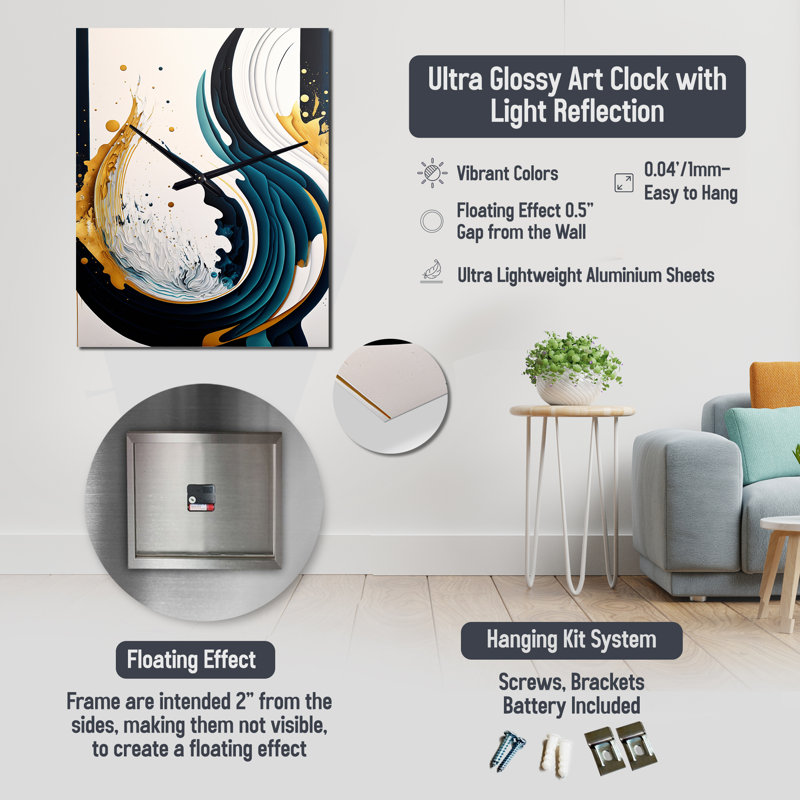 Abstract Infinity Lemniscate In Retro Colours - Modern Geometric Wall Clock Oversized, 32" H x 24" W x 1" D