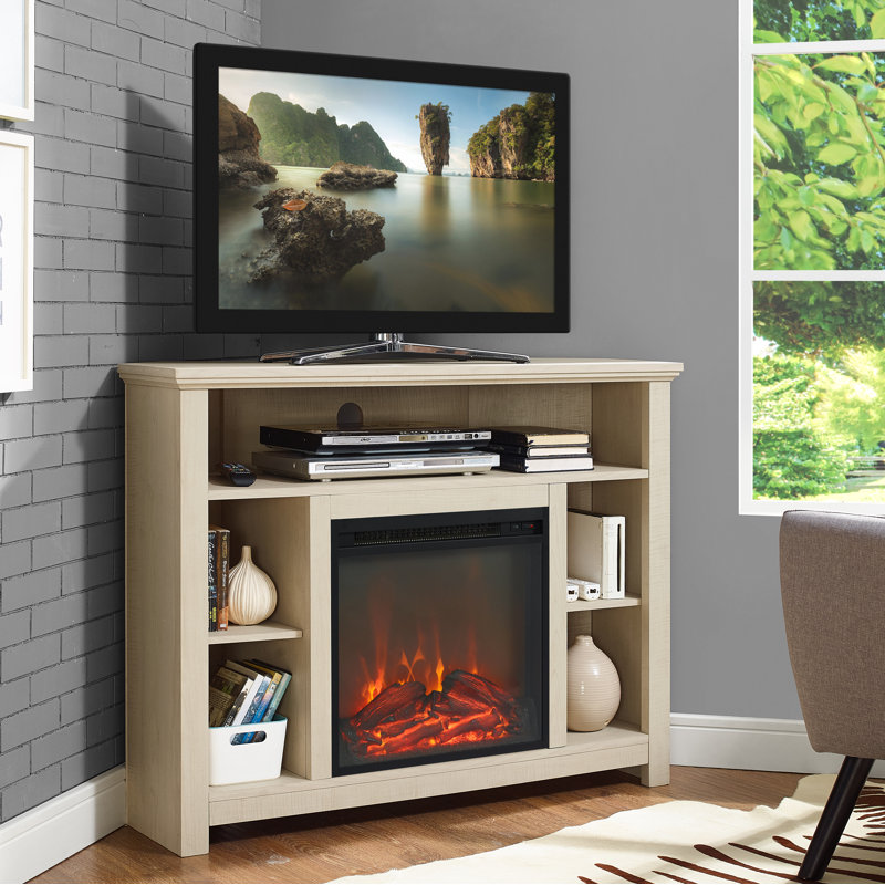 Colomiers Unfinished TV Stand for TVs up to 48" with Fireplace Included, Maple