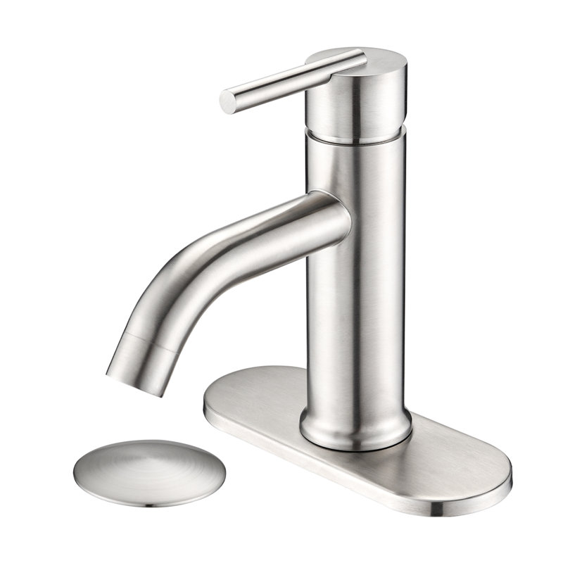 Single-handle Bathroom Faucet with Drain Assembly, Brushed Nickel