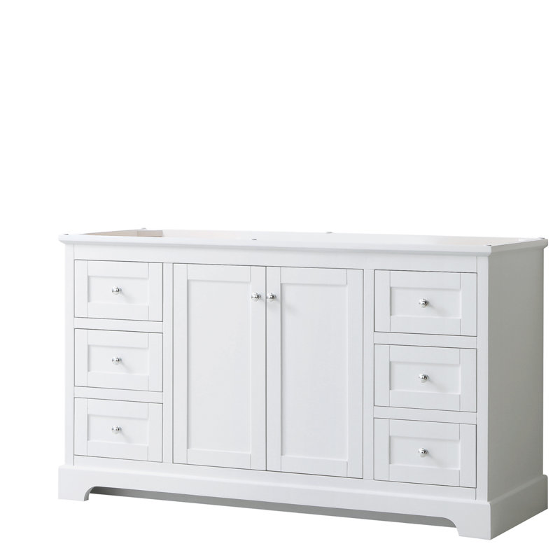 Avery 59.25'' Single Bathroom Vanity Base Only, White/Polished Chrome, Matte Black