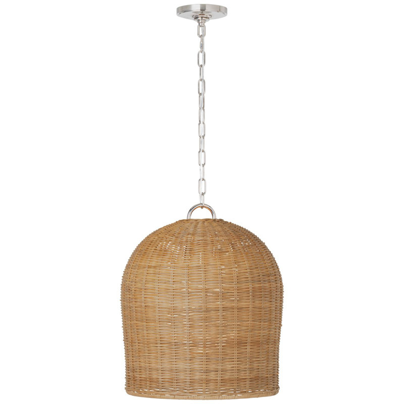 Nancy 3 - Light Pendant, Polished Nickel, 22.25" H x 18.75" W x 18.75" D, Natural Wicker