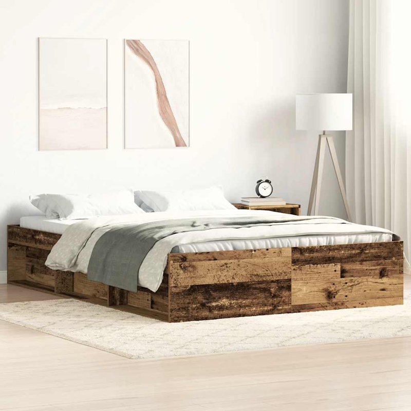 Afriani Storage Bed, European Kingsize (160 x 200cm), Old Wood