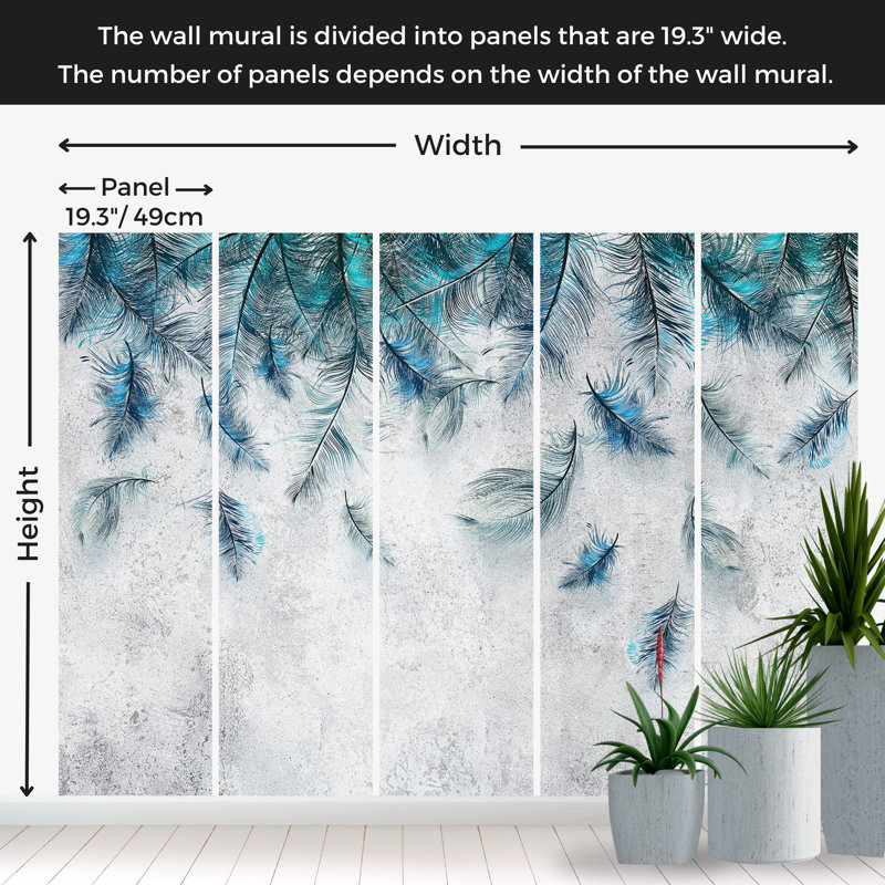 Murale botanique Peel & Stick - Brise saphir, L 82 po x l 115 po