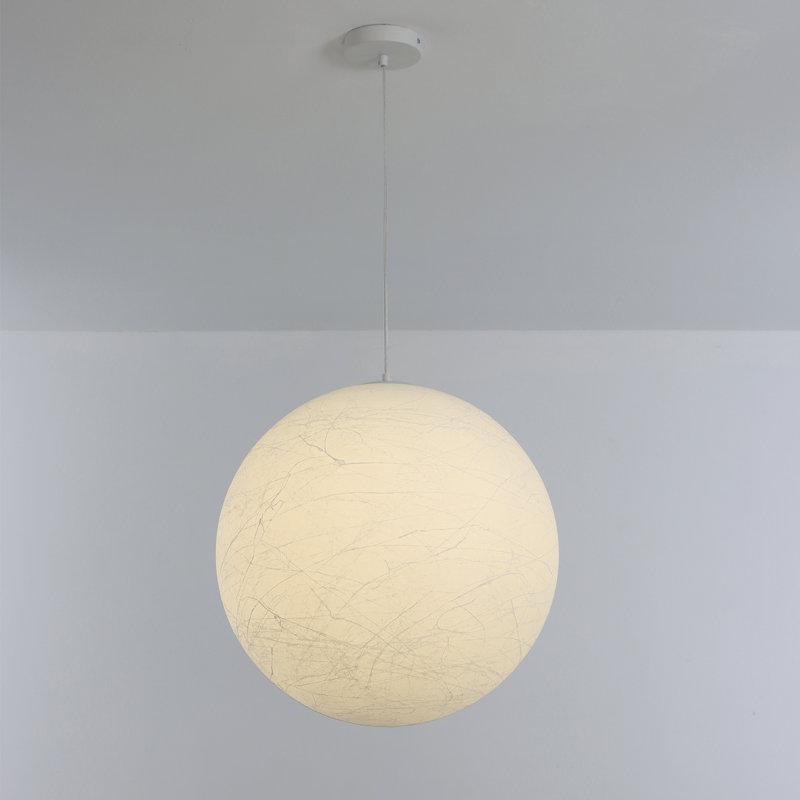 Luminaire suspendu lune 19,7 pouces 1 lumière en soie naturelle, H 91,6 po x l 19,7 po x P 19,7 po