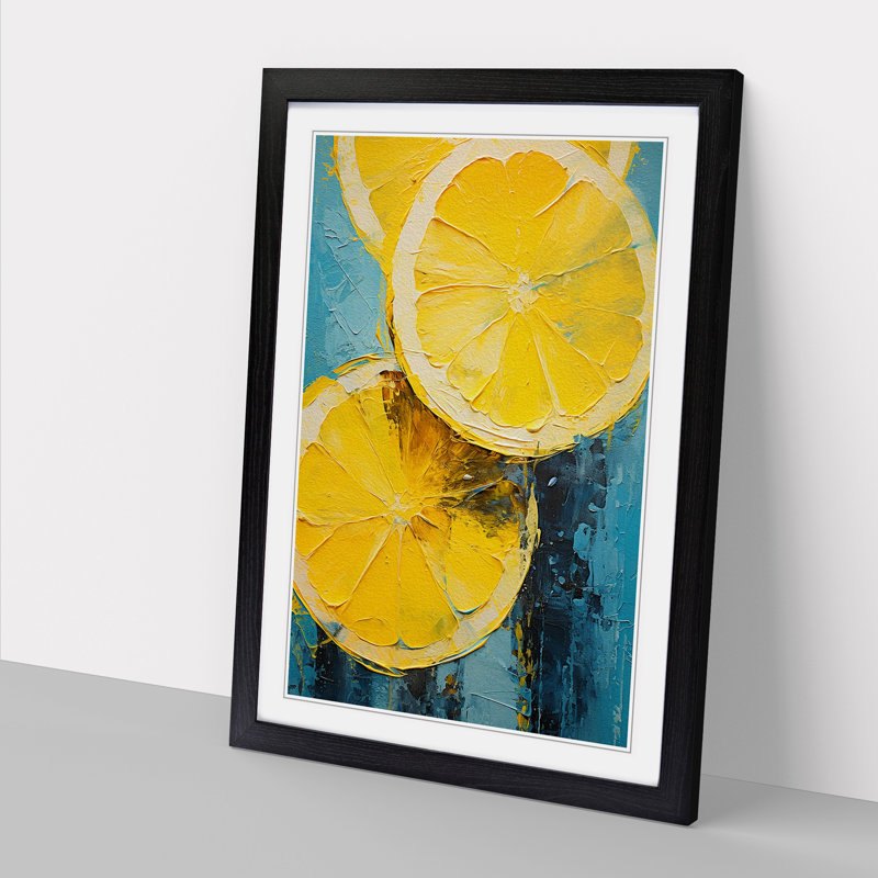 Sliced Lemon No.2 - Single Picture Frame Print on Wood, 34cm H x 25cm W, Black Framed