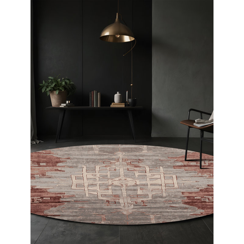 Machine Washable Brown Area Rug, Round 8'