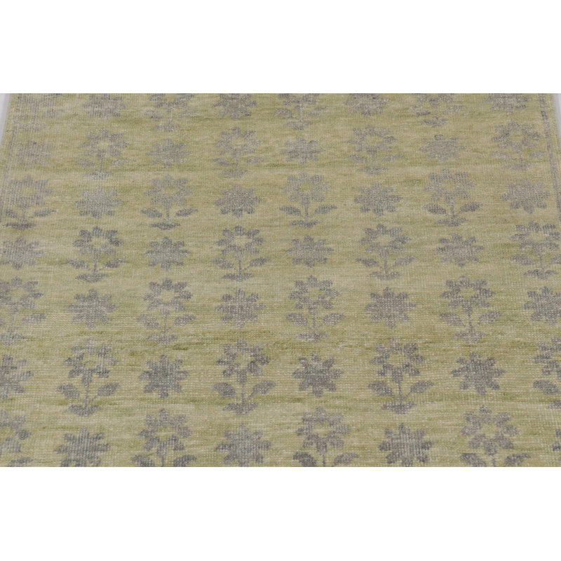 Block Print Handmade Silk and Wool Area Rug