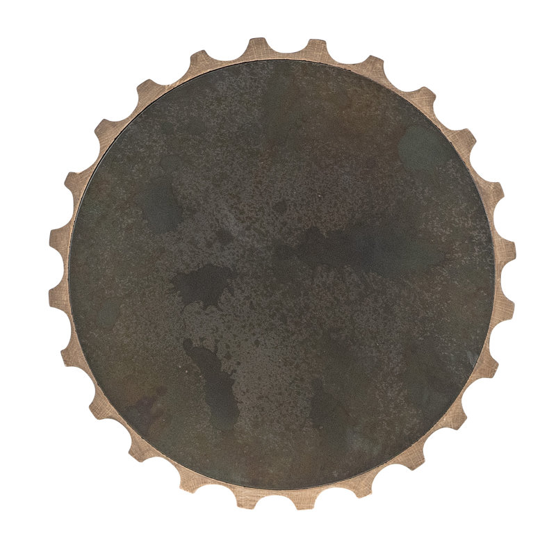 Axle Round Light Wood and Dark Brown Metal Drink Table