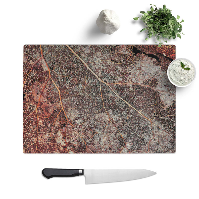 Tempered Glass The Beauty of an Autumn Leaf Chopping Board, 28.5 cm W x 20 cm L