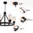 Modern Black Chandelier, Vintage Candle Farmhouse Ceiling Pendant Light Fixture with Glass Shade