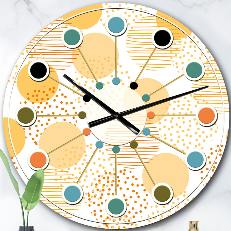 Horloge murale circulaire rétro rétro géométrique, Grand