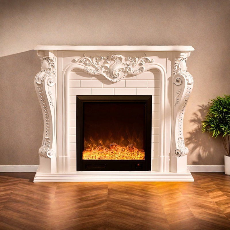 Foyer sculpté tridimensionnel moderne et rétro, H 40,15 po x l 47,24 po x P 12,99 po, Blanc