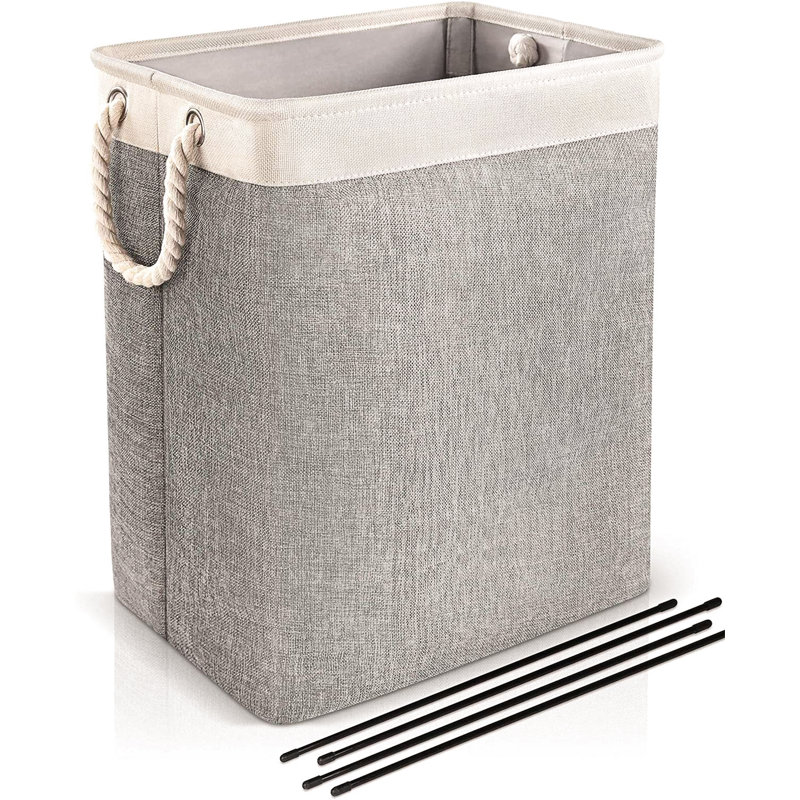 Fabric Laundry Basket with Handles, Light Grey