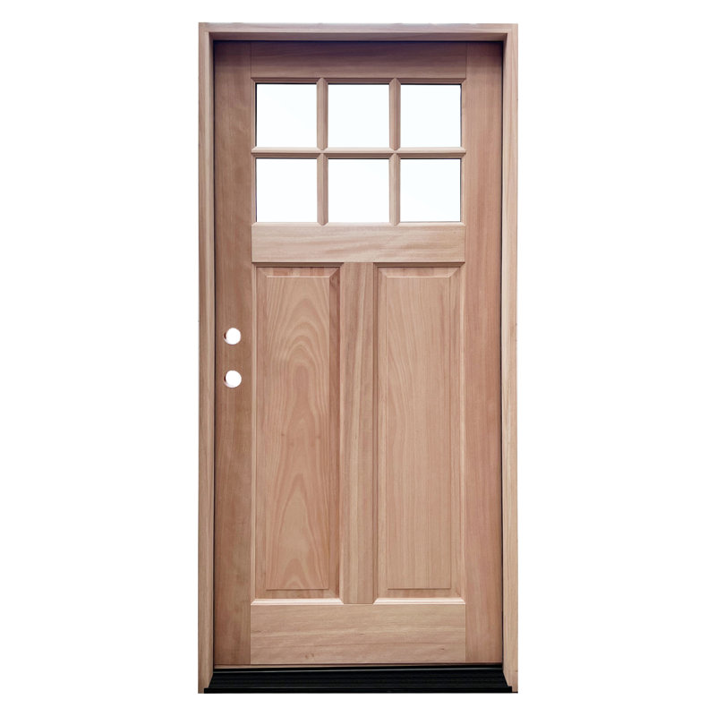 Dalle de porte avant en acajou brut 6 Lite avec poteau de 4-9 / 16 po (non pré-suspendu) Craftsman 6 Lite, Left Hand/Inswing