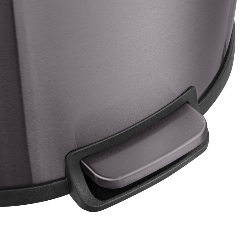 Black Stainless Steel D-Shape Step Trash Can Set with Pedal