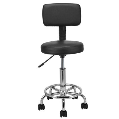 Backed Adjustable Height Ergonomic Lab Stool with Removable Casters/Wheels