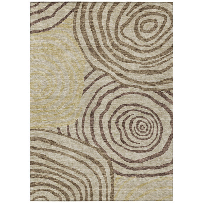 Tapis d'extérieur lavable abstrait taupe et beige 8 pi x 10 pi brun