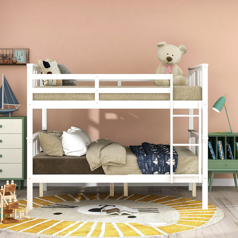 Lit double superposé au-dessus d'un lit double avec échelle pour meubles de chambre à coucher et d'amis