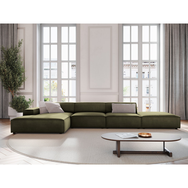 Jodie 5 Seater Corner Sofa, Left Hand Facing, Green