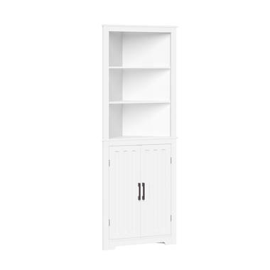 Wildon Home® Beale White Floor Bathroom Cabinet, Wood Corner Cabinet with 3  Drawers for Bathroom, Kitchen Living Room