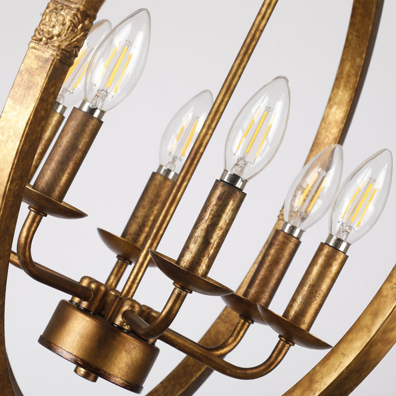 Lustre sphérique 6 lumières 20 pouces