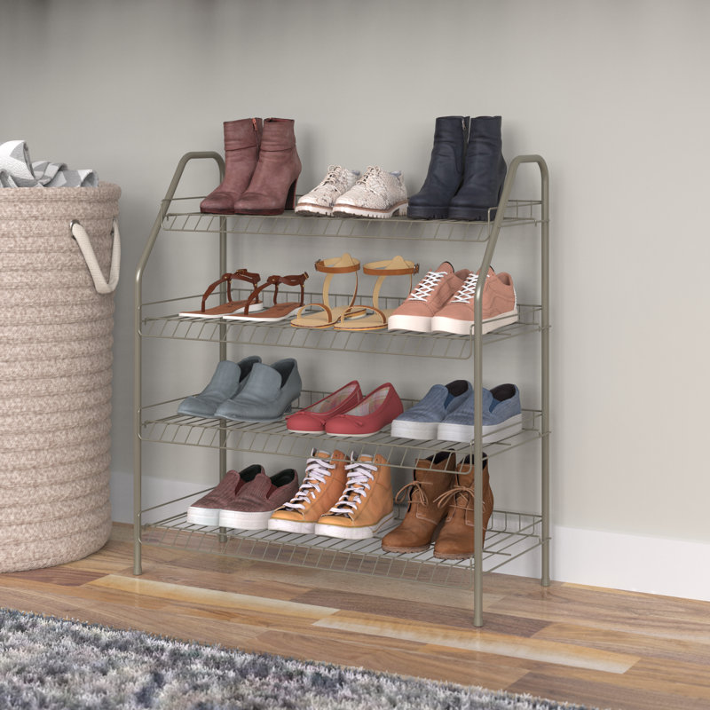 4-Tier 12-Pair Freestanding Shoe Rack, Nickel