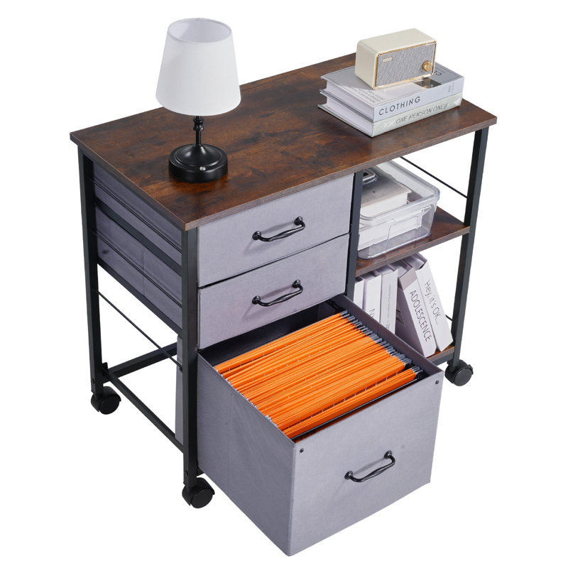 75cm Wide 3 -Drawer Mobile File Cabinet, Brown